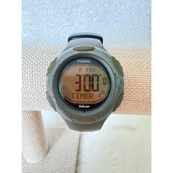 Fossil Accessories - Vintage 90s Y2K Fossil Blue Digital Sports Watch DQ-1051 Timer 100M Pre-owned